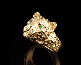 Stylish Leopard Silver Ring, Gold Plated Jewelry for Women, Personalized Unique Gift