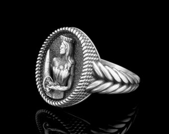 Sterling Silber Fortuna Tyche Ring, Schmuck der griechischen Mythologie für Männer & Frauen