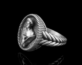 925 Silver French Emperor Napoleon Bonaparte Ring, Historical Figure Jewelry
