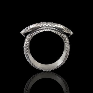 Silver Snake Ring, Double Headed Serpent Ring, Reptile Animal Jewelry For Men/Women, Unusual Gift For Him Her