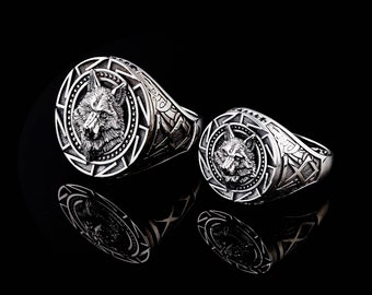 Sterling Silver Wolf Ring, Viking Ring, Animal Jewelry