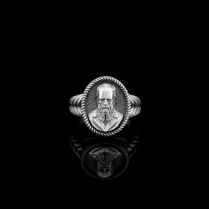 Sterling Silver Fyodor Dostoyevsky Ring Jewelry, Unisex Famous Russian Writer Jewelry image 3