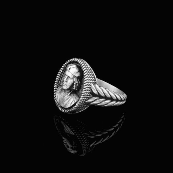 Sterling Silver Ernesto Che Guevara Ring, Unisex Socialist Revolution Jewelry, Communist Gift