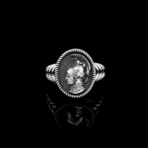 Goddess Athena Sterling Silver Ring, Greek Minerva Unisex Jewelry, Mythology Lover Gift image 3