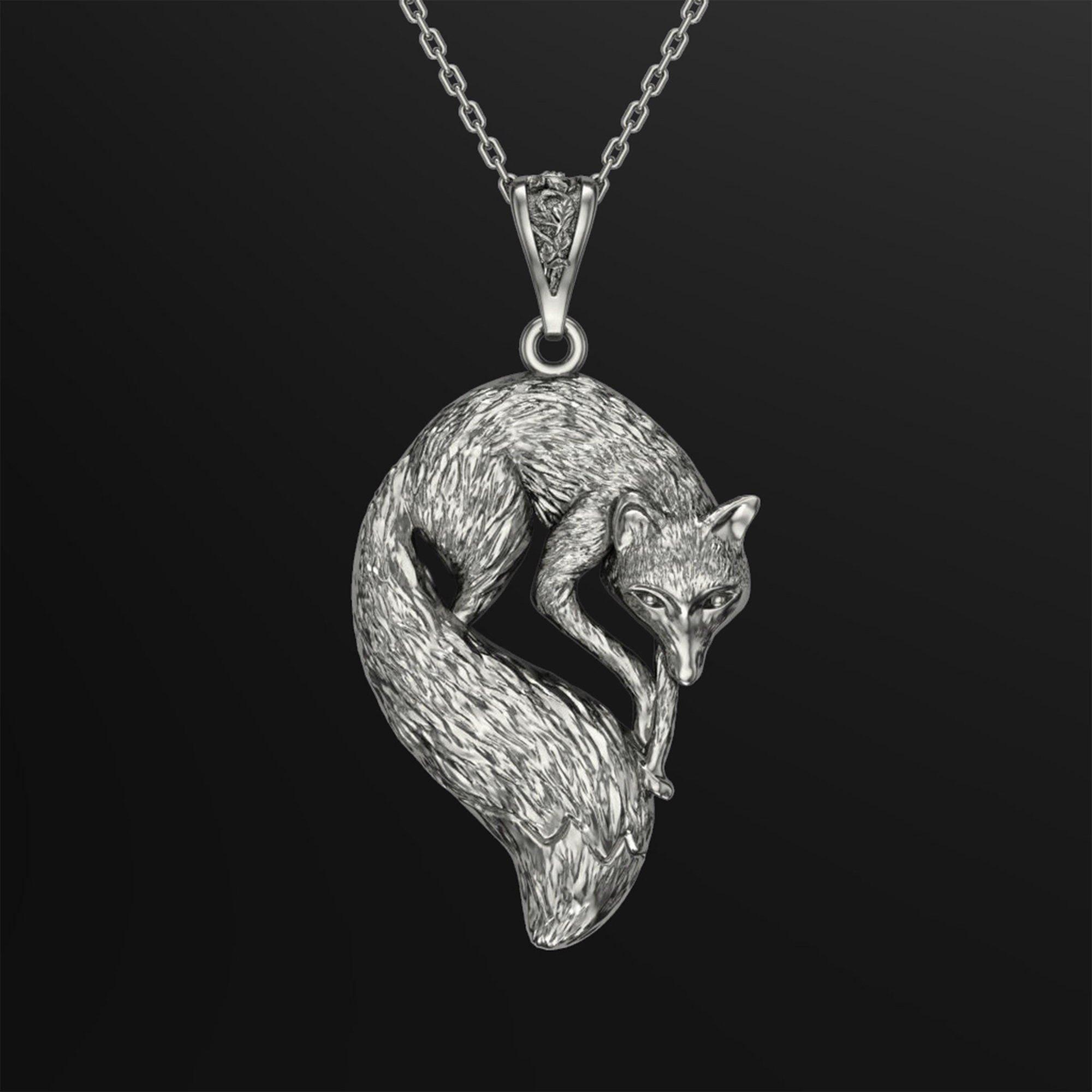 Fox Silver Pendant Oxidized Fox Necklace Animal Jewelry Etsy