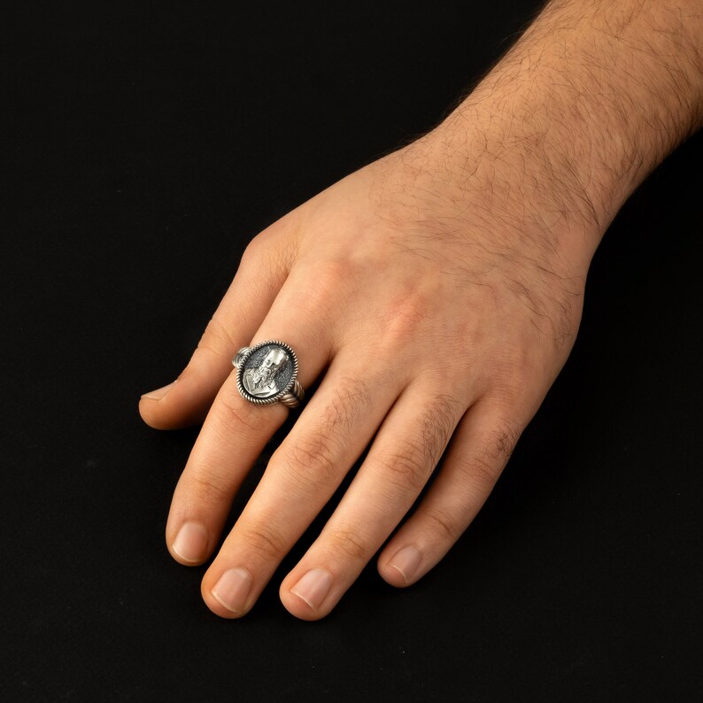 Sterling Silver Fyodor Dostoyevsky Ring Jewelry, Unisex Famous Russian Writer Jewelry image 5