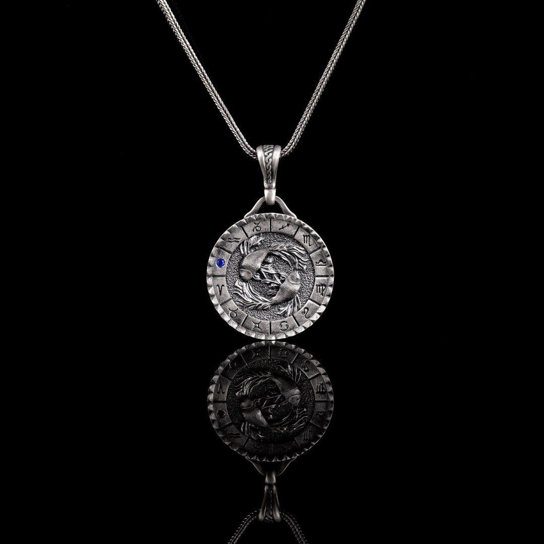 Sterling Silver Pisces Zodiac Necklace, Astrology Sign Pendant ...