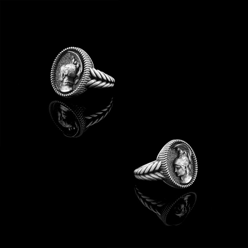 Goddess Athena Sterling Silver Ring, Greek Minerva Unisex Jewelry, Mythology Lover Gift image 4