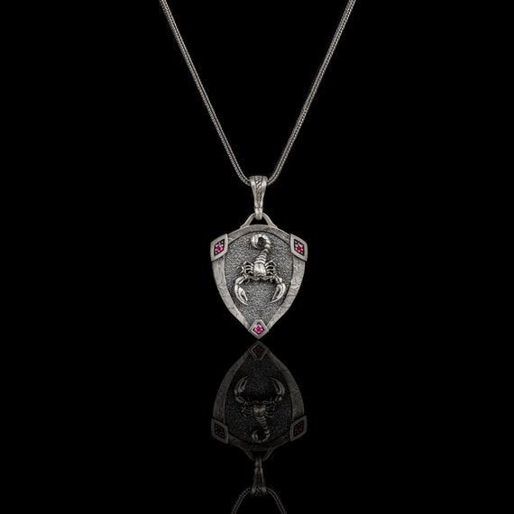 925 Silver Oxidized Scorpion Necklace, Scorpio Horoscope Pendant, Unisex Zodiac Jewelry Gift
