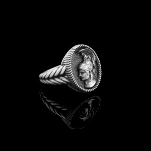 Goddess Athena Sterling Silver Ring, Greek Minerva Unisex Jewelry, Mythology Lover Gift image 2