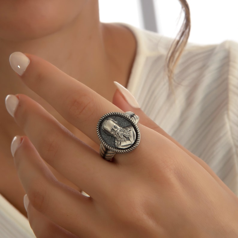Sterling Silver Fyodor Dostoyevsky Ring Jewelry, Unisex Famous Russian Writer Jewelry image 6