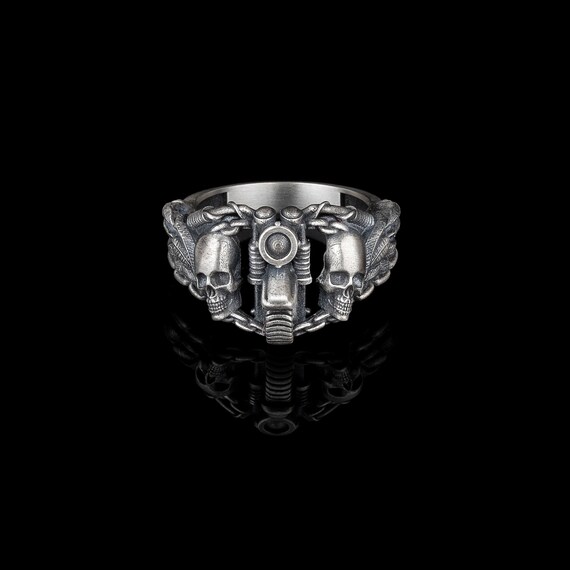Anello a Teschio Biker Uomo IN Argento 925 Vero / 238