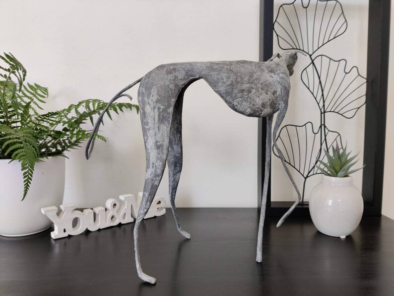 Paper Mache Sculpture of a Greyhound in a Stone Look Etsy