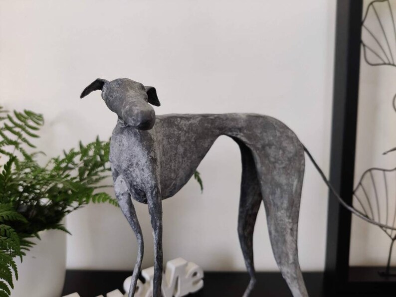 Paper Mache Sculpture of a Greyhound in a Stone Look Etsy