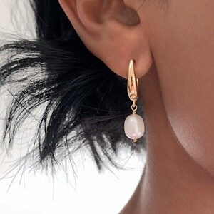 Pearl Earrings, Pearl Hoops, Pearl Hoop Earrings, Gold Pearl Earrings, Gold  Pearl Hoops, Wedding Pearl Earrings, Pearl Earrings for Bride