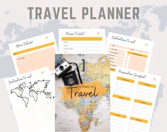 Travel Planner, Printable Travel Planner , Trip Planner, Holiday Planner, Vacation Planner | A5 size| 66 PAGES