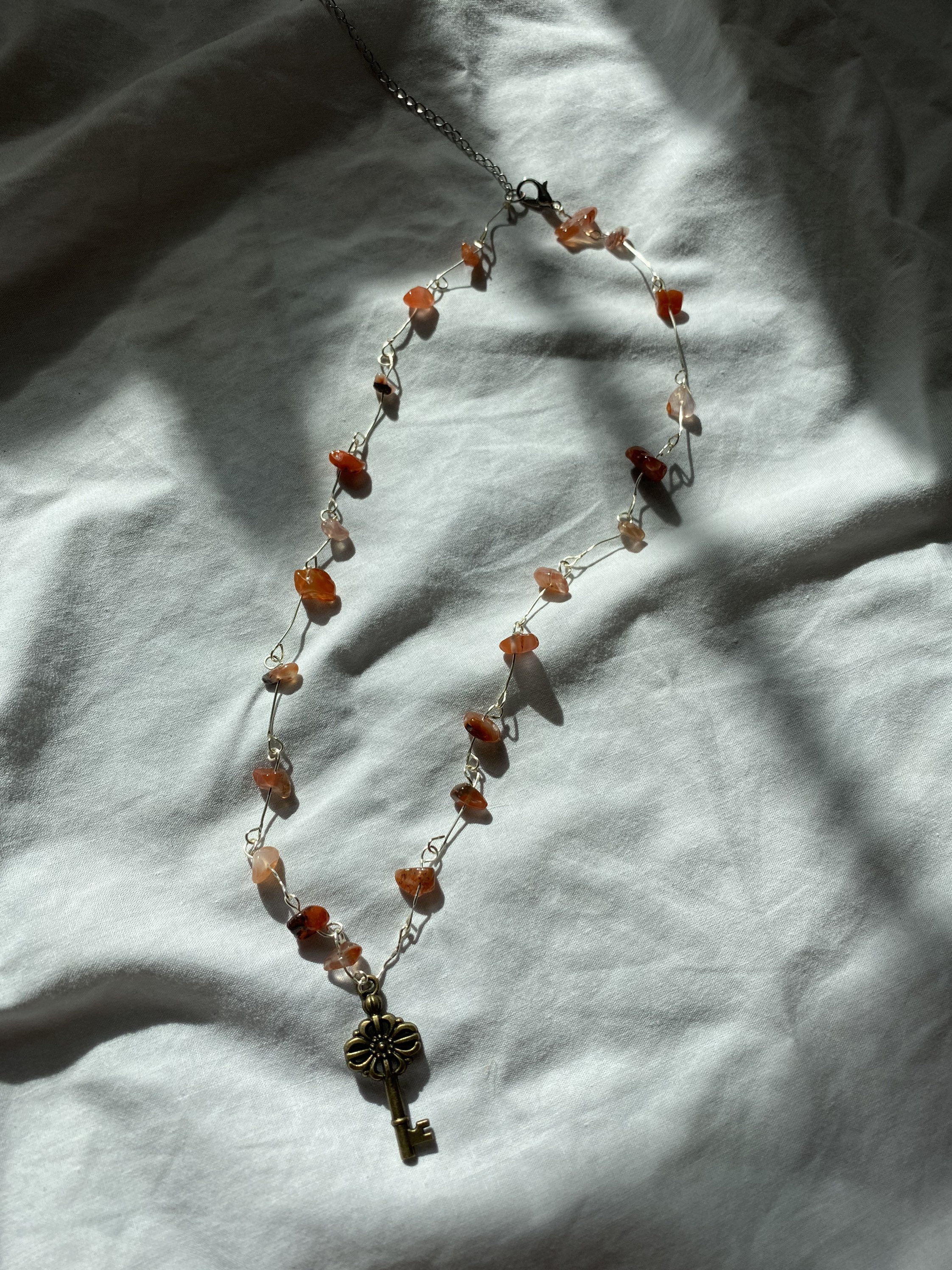 Crystal Link Necklace With Key Charm Etsy UK