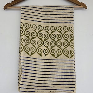 Block Print Cotton Sarong: Large Boho Beach Wrap