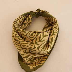 Floral Bandana: Organic Cotton Paisley Scarf, Hand Block Print