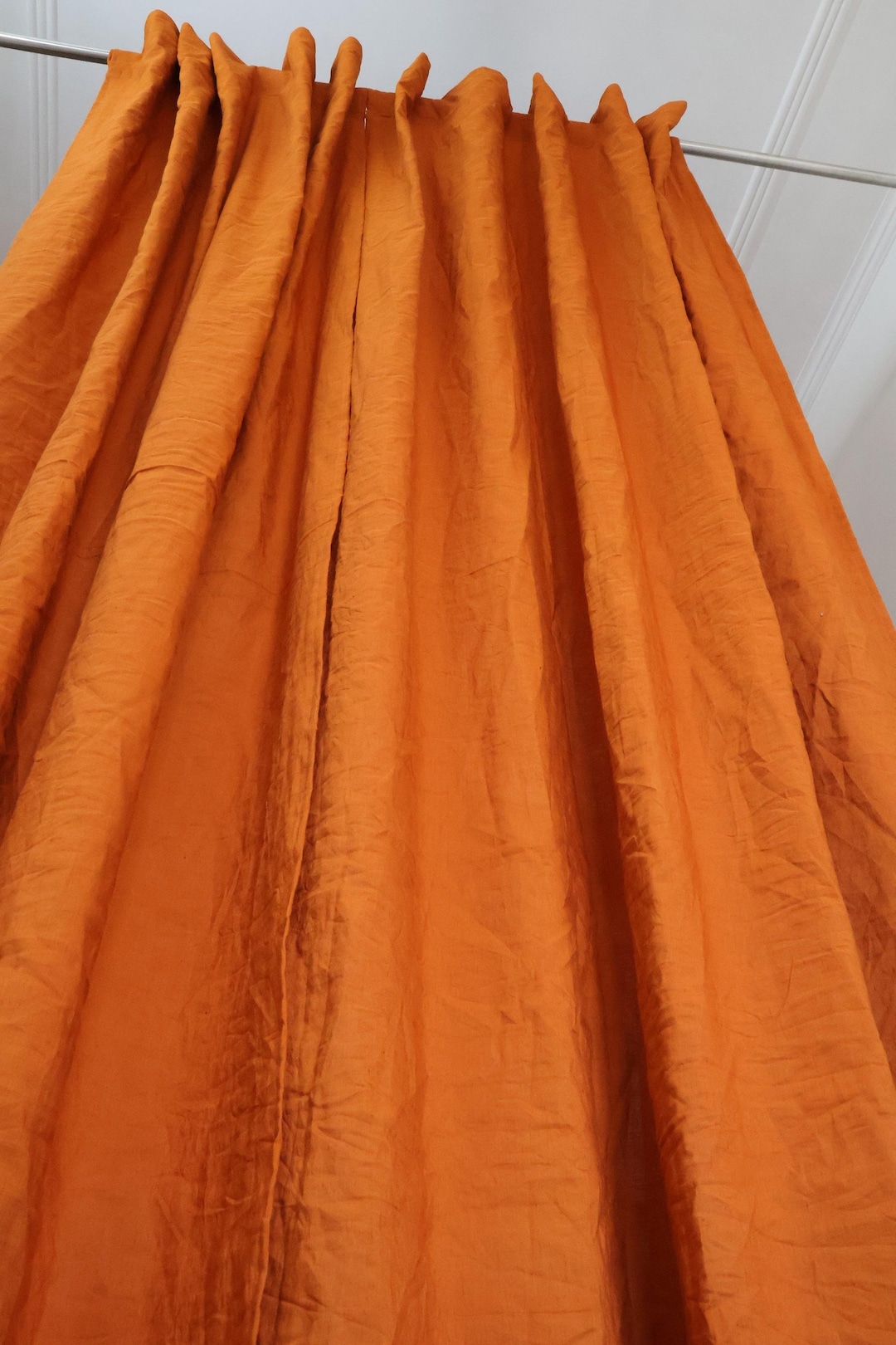 Cinnamon Cotton Curtain Panel Set: Farmhouse Style Window Drape - Etsy