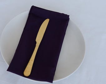 Dark Purple Cotton Napkins: Handmade Reusable Cloth, 20"x20"