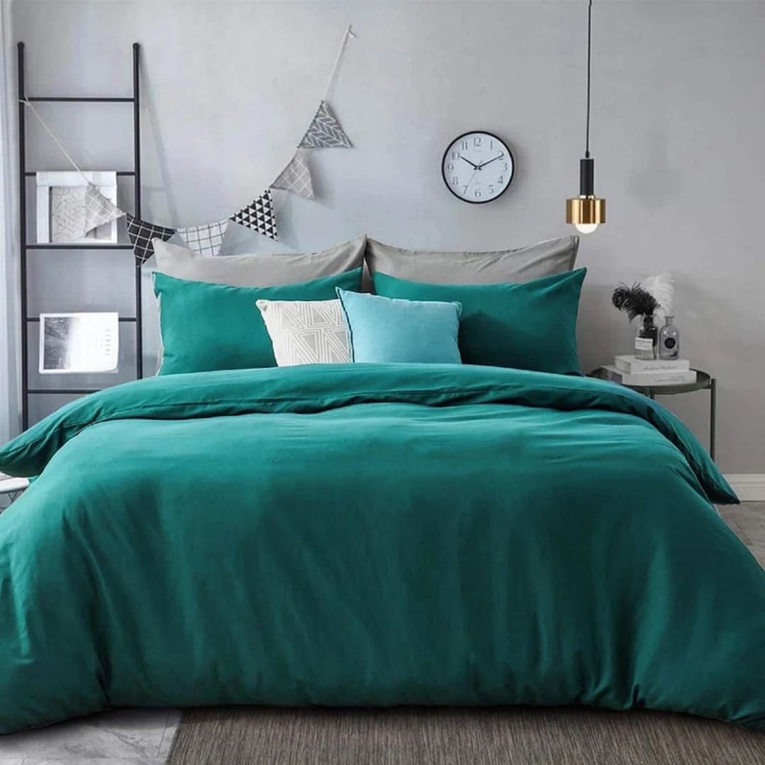 Teal Blue Linen Duvet Cover Stonewashed Linen Duvet Cover With Etsy