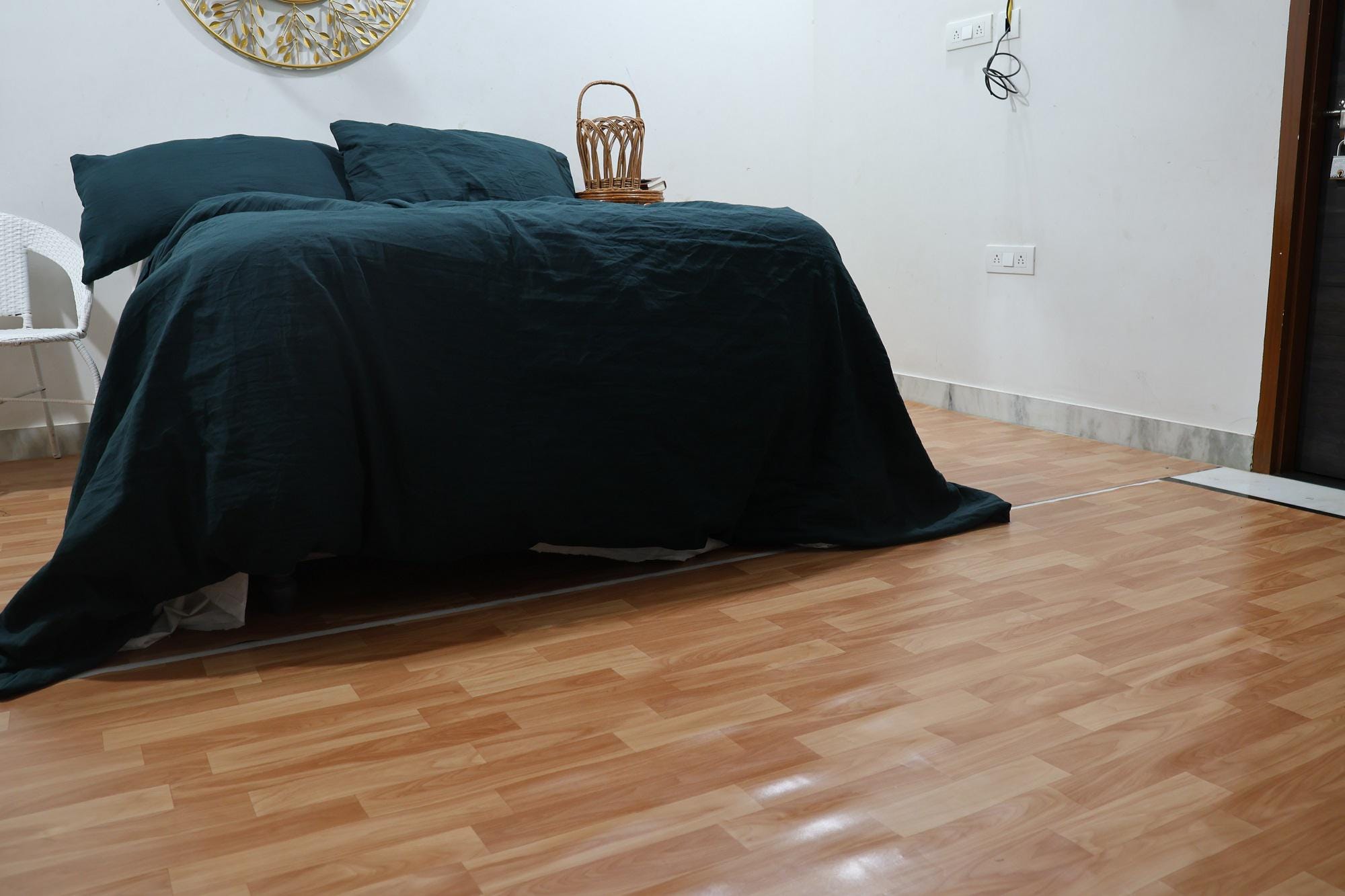 Set Copripiumino King Size In Cotone Lavato In Pietra - Effetto Stropicciato - Verde Fumo - 3 Pezzi - 2