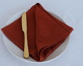 Terracotta Cotton Napkins: Handmade, Stonewashed, Reusable