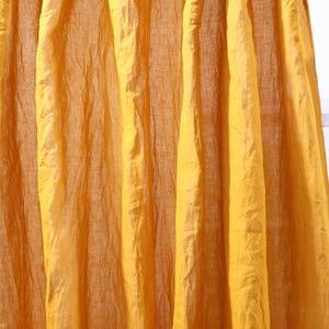Handmade Yellow Mustard Linen Curtain: Rustic Farmhouse Style, Two Panels