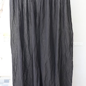 Dusty Blue Linen Curtain Set: Stonewashed Window Drape, Two Panels