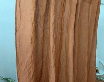Rusty Orange Color Linen Curtain Stonewashed Linen Curtain 2 Panel Soft curtain Rusty Curtain Handmade linen Curtain Stonewashed curtain