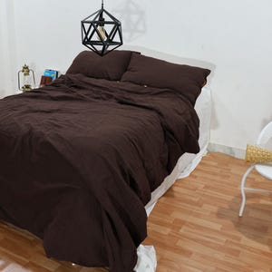 Chocolate Brown Linen Duvet Cover Set: Stonewashed Organic Cotton Bedding