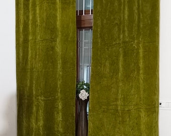 Moss Green Velvet door Curtain Window Blackout Velvet Curtain Shower Curtain Custom Size Velvet Curtains Extra Long Curtain Bohemian Curtain