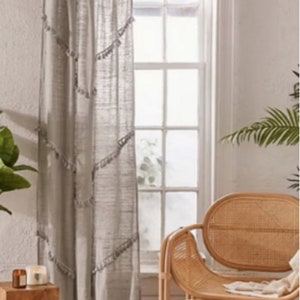 Cream Color Tassels Curtain Window Curtain Boho Curtain Bedroom Curtain Door Curtain Door