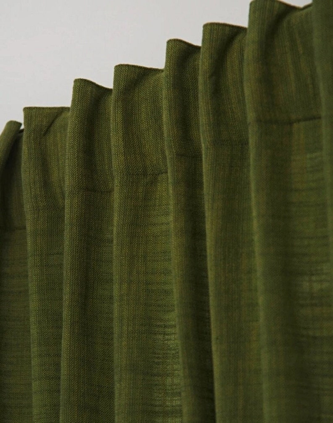 Linen Olive Green Curtain Window Curtain Boho Curtain Bedroom Etsy