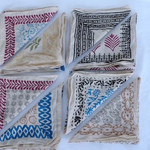 Set of 8 Organic Cotton Bandanas: Paisley & Block Print Scarves