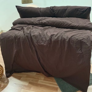 Chocolate Brown Linen Duvet Cover Set: Stonewashed Organic Cotton, All Sizes