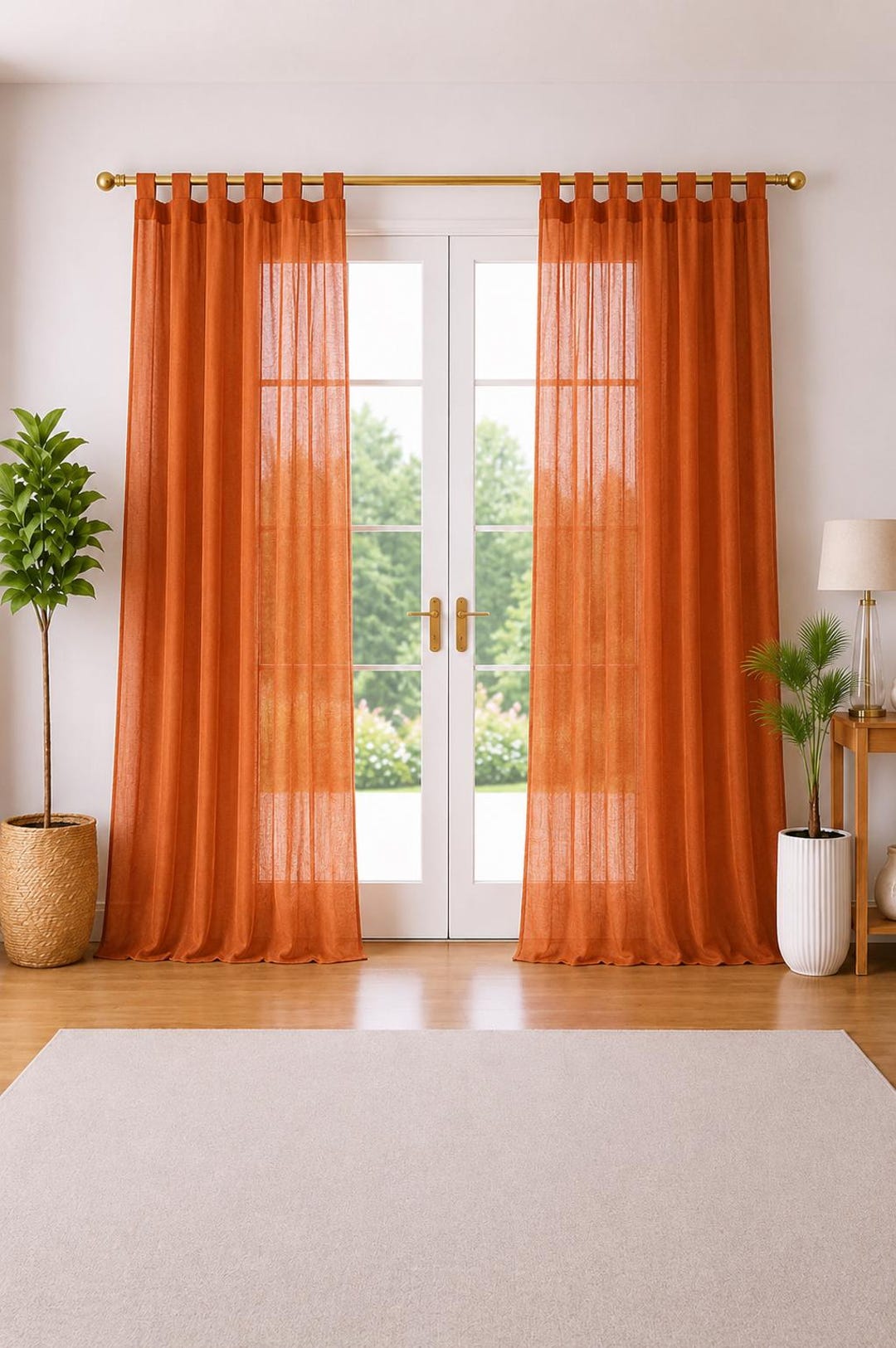 Rust Orange Organic Linen Curtains Home Decor Natural Linen Bedroom ...