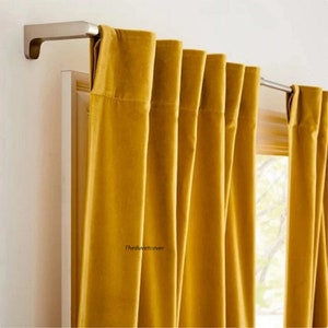 Mustard Yellow Color Velvet Curtain Nursery Bedroom Kitchen Office Window Velvet Curtain 2panel Curtain Made Home Solid Color Velvet curtain