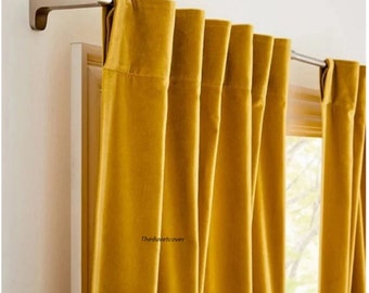 Mustard Yellow Color Velvet Curtain Nursery Bedroom Kitchen Office Window Velvet Curtain 2panel Curtain Made Home Solid Color Velvet curtain