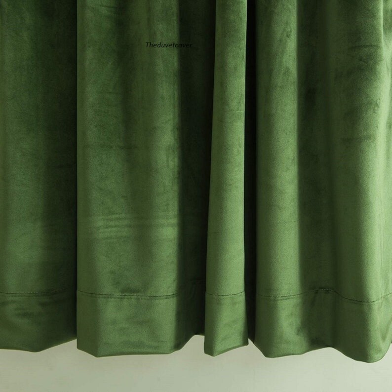 Velvet Curtain 2 Panel Handmade Boho Curtains Dark Green Etsy