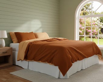 Cinnamon & Sandalwood Cotton Duvet Cover Set, Boho Bedding