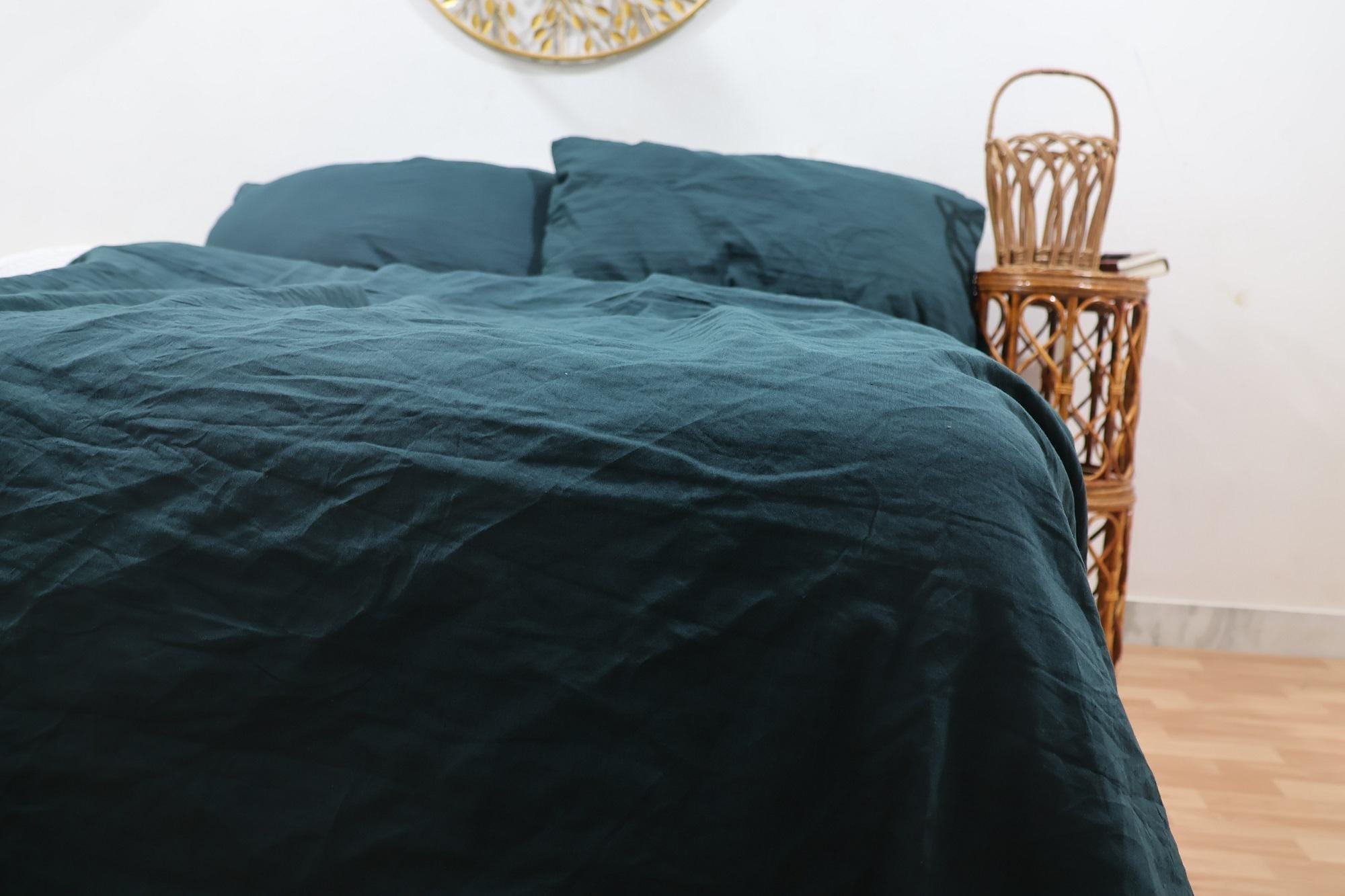 Set Copripiumino King Size In Cotone Lavato | Verde Fumo | Effetto Stropicciato | 3 Pezzi