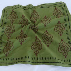 Moosgrün Block print Bandanas Boho Stil Baumwolle Halstuch Baumwolle Halstuch Baumwolle quadratischer Schal Geschenk Taschentuch Einzigartiges Design
