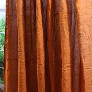 Rusty Orange Linen Curtain (Set of 2) - Stonewashed Window Panel