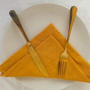 Yellow Mustard Cotton Napkins: Handmade Reusable Dinner Napkins