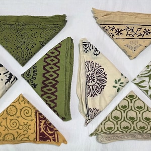 Paisley Cotton Bandana Scarf Set: Bohemian Headscarf, Hand Block Print