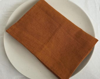 Terracotta Linen Napkins, Set of 200: Softened Stonewashed Cloth, 20" Square