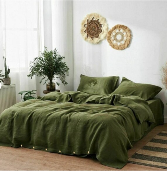 Shop Olive Duvet Cotton King Size Bedding Set, 220 X 240 cm, 6 Pcs