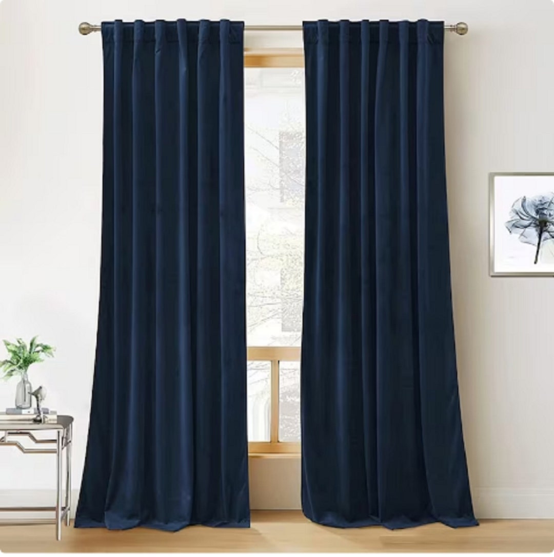Set Of 2 Teal Blue Velvet Curtains Blackout Custom Drapes Panels For set-of-2-teal-blue-velvet-curtains-blackout-custom-drapes-panels-for